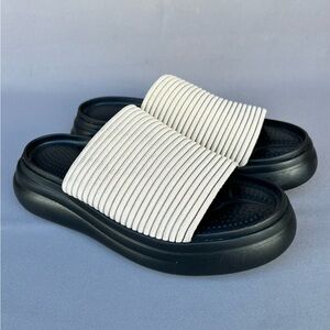 Rag & Bone Brixley Knit Slide Flatform Sandals Beige & Black Women's Size 8 US